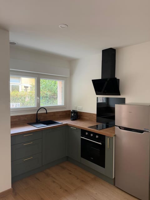 Kitchen or kitchenette, oven, stove