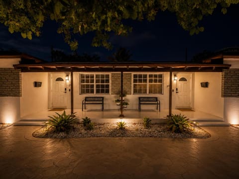 Property building, Night, Garden