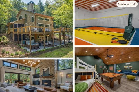 Natural landscape, Billiard, Game Room, Balcony/Terrace, Living room, Sports, bunk bed, fireplace