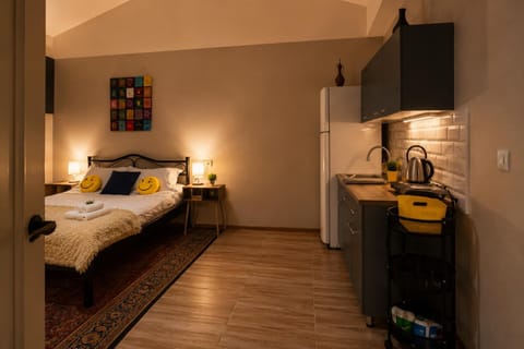 Bed, TV and multimedia, Kitchen or kitchenette, Photo of the whole room, Bedroom, kitchen