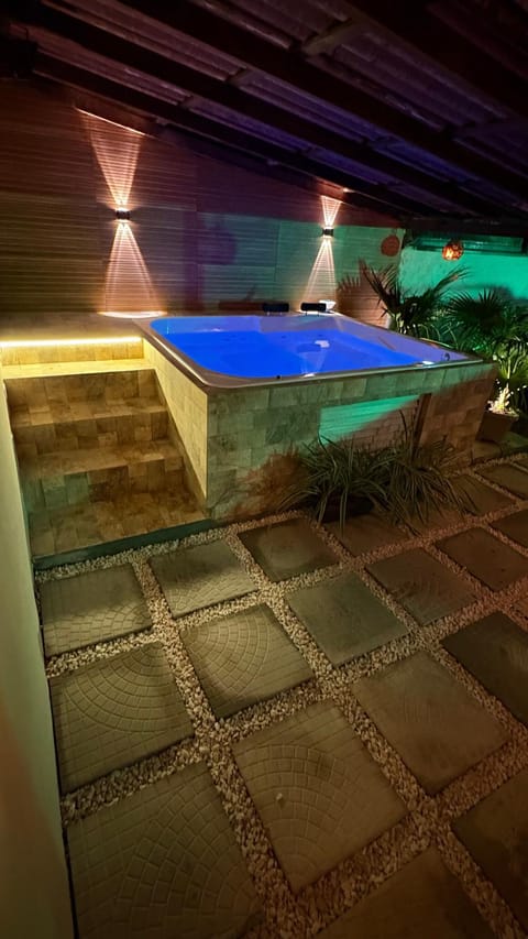 Night, Hot Tub, Pool view