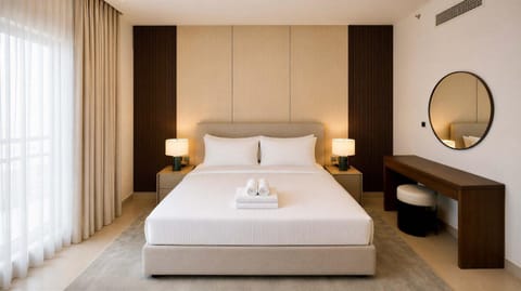 Bed, Bedroom, towels