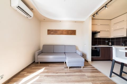 Kitchen or kitchenette, Seating area, oven, stove, air conditioner