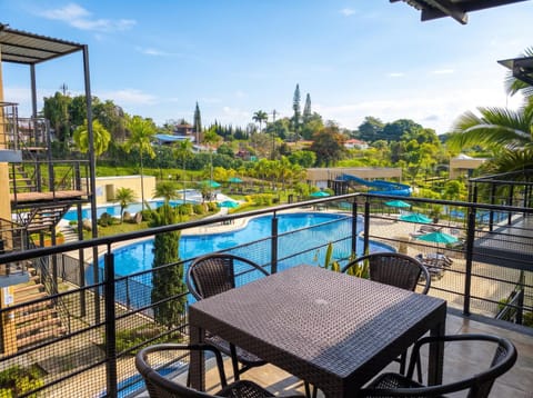 Property building, View (from property/room), Balcony/Terrace, Pool view, Swimming pool