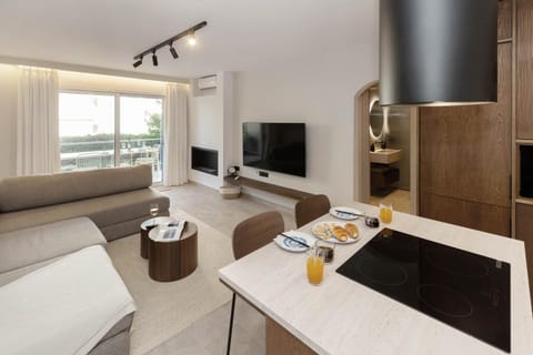 TV and multimedia, Kitchen or kitchenette, Living room, Photo of the whole room, Seating area
