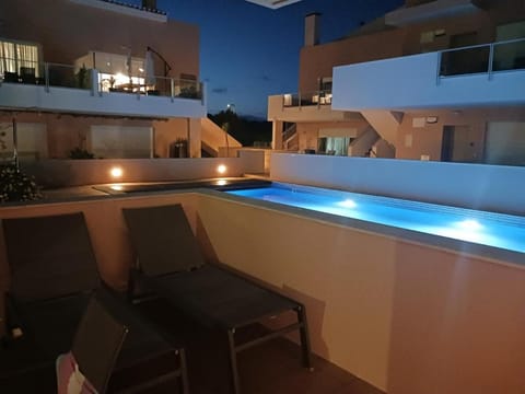 Night, Balcony/Terrace, Pool view