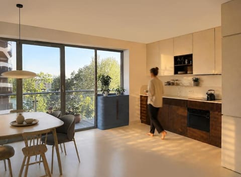 Kitchen or kitchenette, Dining area, stove