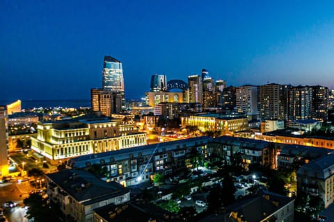 Night, City view, Sea view