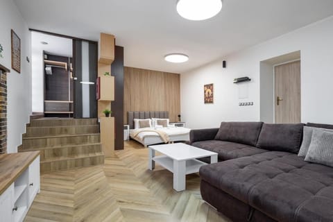 Kitchen or kitchenette, Living room, Seating area, Dining area
