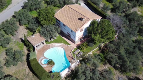 Property building, Day, Natural landscape, Bird's eye view, Garden, Garden view, Pool view, Swimming pool