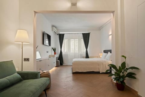 Bed, TV and multimedia, Living room, Photo of the whole room, Seating area, Bedroom