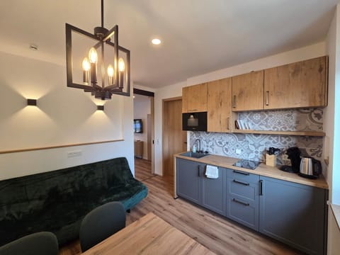 Coffee/tea facilities, Kitchen or kitchenette, stove