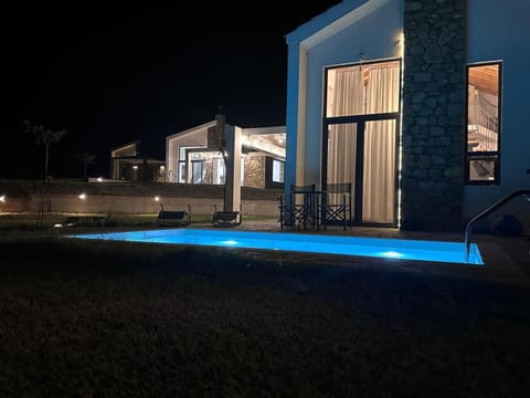 Property building, Night, Swimming pool