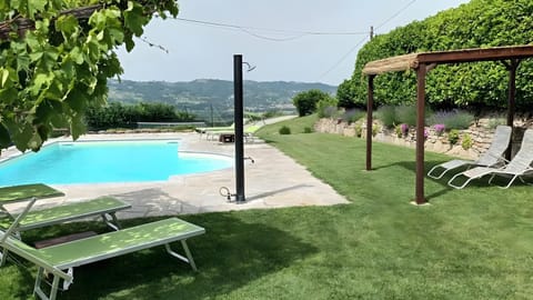 Property building, Living room, Swimming pool
