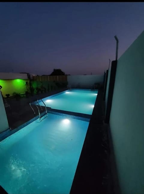 Night, Pool view, Swimming pool, Swimming pool