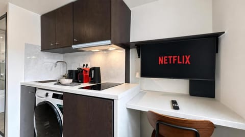Kitchen or kitchenette, stove