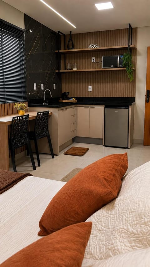 Bedroom, microwave, kitchen