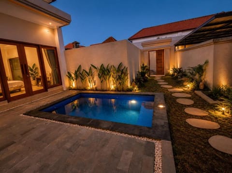 Patio, Night, Garden, Swimming pool