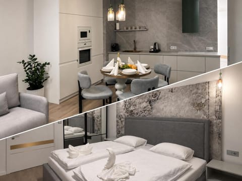 Bed, Living room, Dining area