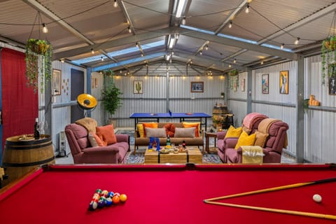Billiard, Table tennis, Living room, Seating area