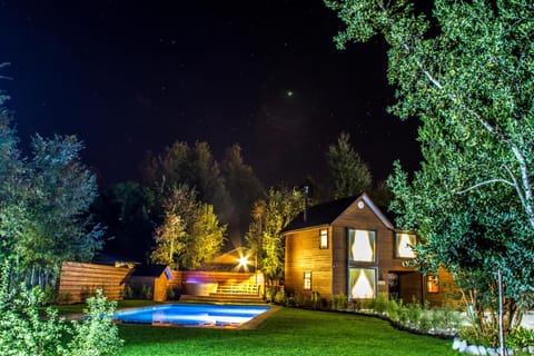 Night, Pool view, Swimming pool