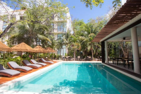 Property building, Spring, Garden, Pool view, Swimming pool, sunbed