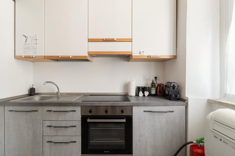 Kitchen or kitchenette, stove