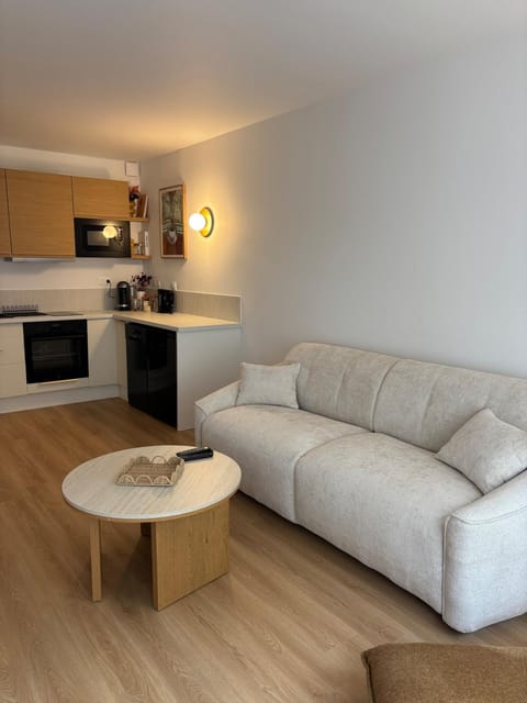 Kitchen or kitchenette, Living room, Seating area, stove