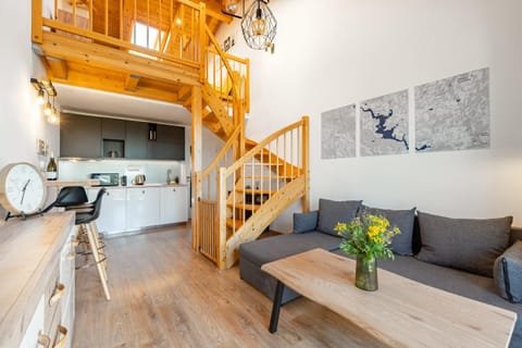 Kitchen or kitchenette, Living room, Seating area