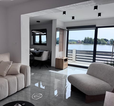 Living room, Seating area, Lake view