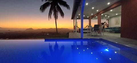 Natural landscape, Pool view, Swimming pool, Sunset