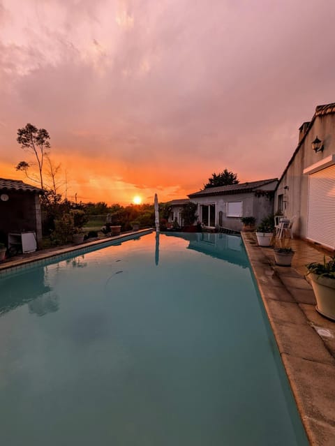 Pool view, Swimming pool, Sunset