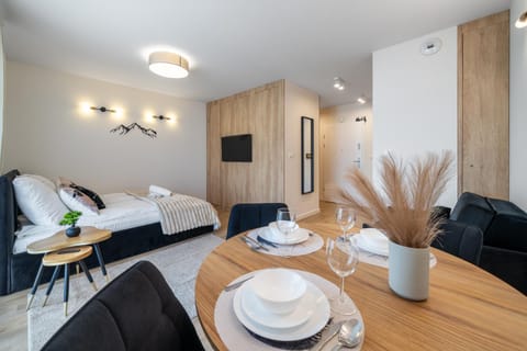Bed, TV and multimedia, Living room, Photo of the whole room, Seating area, Dining area, Bedroom