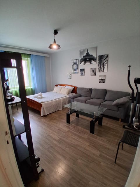 Bed, Living room, Seating area