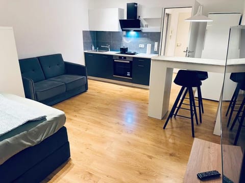 Bed, Kitchen or kitchenette, Living room, Seating area