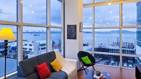 Living room, Seating area, Sea view