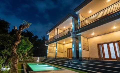 Property building, Night, Swimming pool