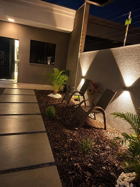 Property building, Night, Garden, Seating area, Garden view