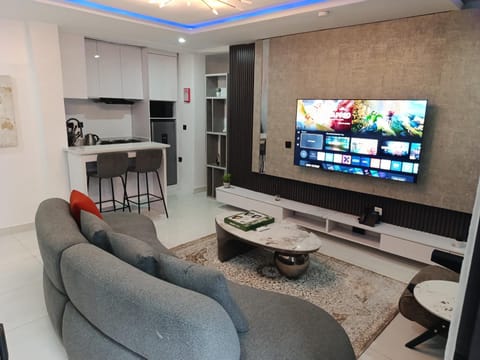Kitchen or kitchenette, Living room, Seating area