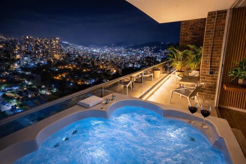 Night, Hot Tub, View (from property/room), Balcony/Terrace, City view, Mountain view