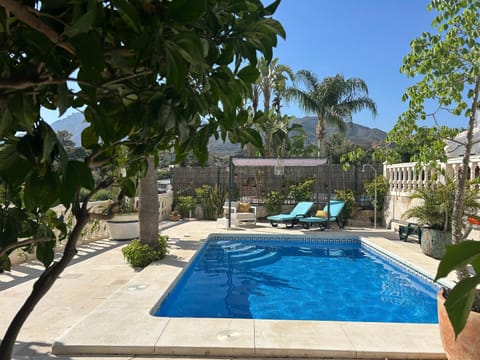 Patio, Natural landscape, Garden, Garden view, Mountain view, Pool view, Swimming pool, sunbed