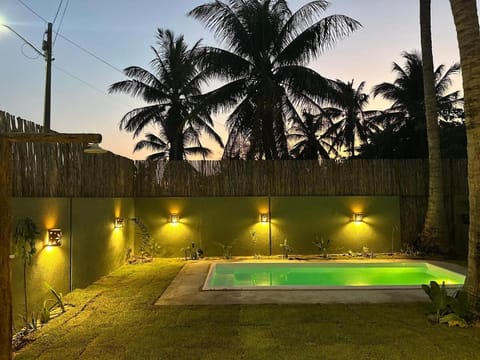 Night, Garden, Swimming pool