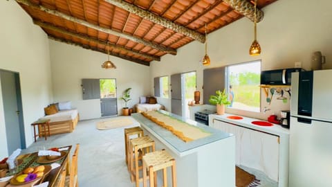 Kitchen or kitchenette, Living room, Seating area, Dining area