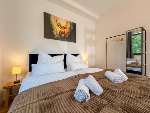 Bed, Photo of the whole room, Bedroom, towels, wardrobe