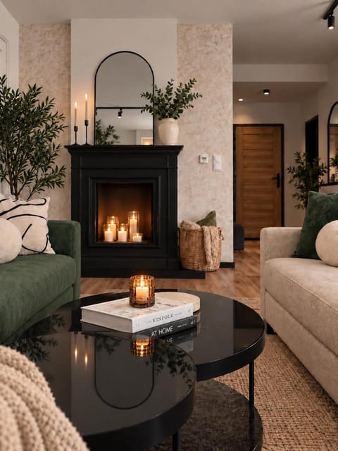 Living room, fireplace