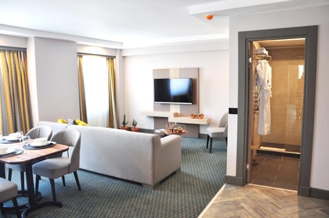 Shower, Toilet, Bathroom, TV and multimedia, Kitchen or kitchenette, Living room, Seating area, Dining area, Bedroom