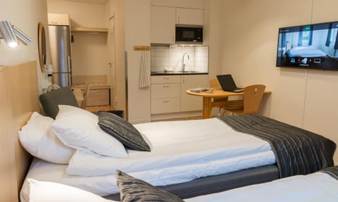 Bed, Coffee/tea facilities, Kitchen or kitchenette, Seating area, Dining area
