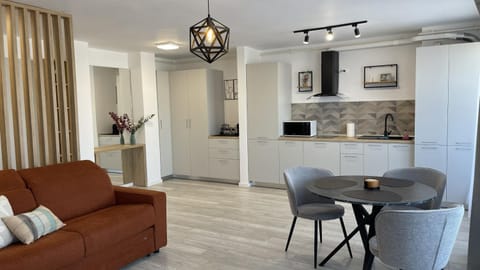 Kitchen or kitchenette, Living room, Seating area, Dining area, stove