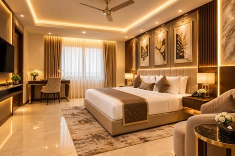 Bed, TV and multimedia, Living room, Photo of the whole room, Seating area, Bedroom, fireplace
