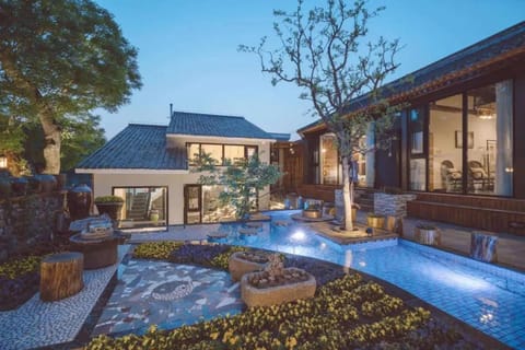 Property building, Night, Garden, Garden view